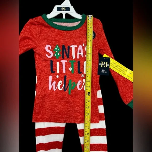 NWT Pj Essentials Kids Boys Girls Christmas Pajamas Soft 5 5T 2 Piece Set Santa - Picture 2 of 5